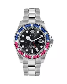 Часы PHILIPP PLEIN GMT-I Challenger Baguettes, 44 мм, черный