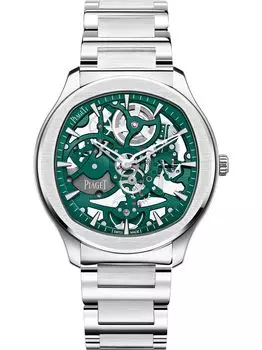 Часы Piaget Polo со скелетонизированной сталью из нержавеющей стали Piaget, зеленый