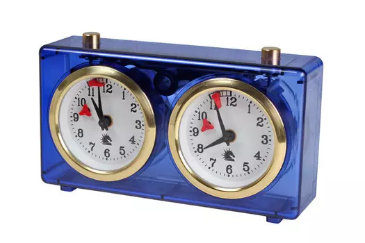 Часы пластиковые CLASSIC, маленькие, синие, прозрачные. Sunrise Chess & Games