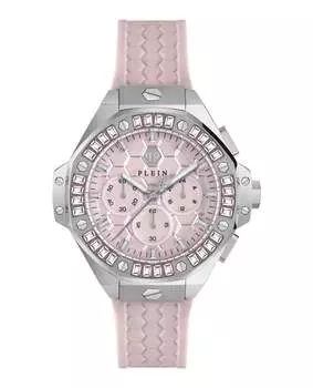 Часы Plein Chrono Royal из силикона PHILIPP PLEIN, цвет pink/stainless steel/pink