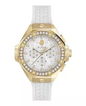 Часы Plein Chrono Royal из силикона PHILIPP PLEIN, белый/золотой/серебряный