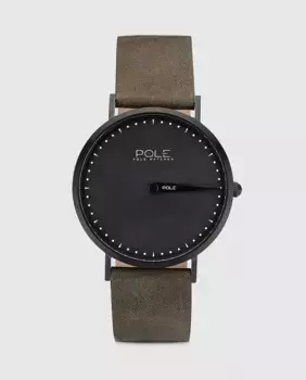 Часы полюса Classic C-1002PL-NE01 Зеленые кожаные мужские часы Pole Watches, зеленый