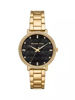 Часы Pyper Goldtone с браслетом из нержавеющей стали и кристаллов Michael Kors, желтый