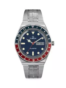 Часы Q с браслетом из нержавеющей стали с 3 стрелками Timex, серебряный