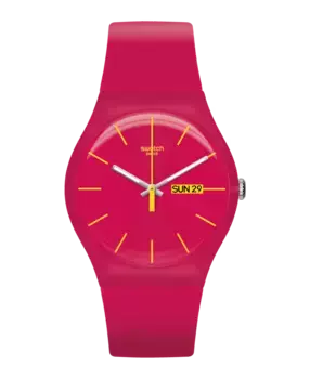 Часы Rubine Rebel с розовым силиконовым ремешком Swatch, цвет Rosa