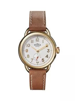 Часы Runabout с золотым PVD-покрытием и кожаным ремешком Shinola, золотой