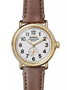 Часы Runwell 41MM Subsecond с кожаным ремешком Shinola, белый