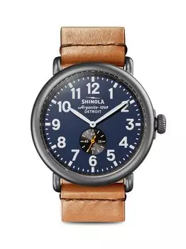 Часы Runwell Sub-Second из нержавеющей стали и кожи с ремешком из бурбона Shinola, синий