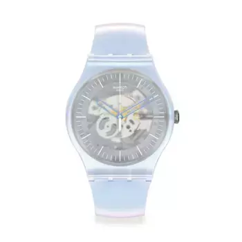 Часы с цветочным экраном и синим силиконовым ремешком Swatch