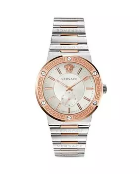 Часы с логотипом Greca, 41 мм Versace, цвет Silver