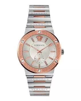Часы с логотипом Greca Versace, цвет two tone/two tone/silver