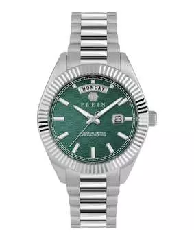 Часы с превосходным датой PHILIPP PLEIN, цвет silver/stainless steel/green