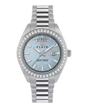Часы с превосходным кристаллом Date PHILIPP PLEIN, цвет silver/stainless steel/blue