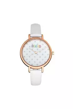 Часы с ремешком в горошек Crayo, белый