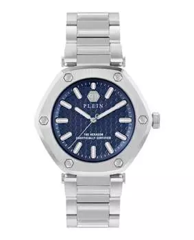 Часы с шестиугольным браслетом PHILIPP PLEIN, цвет silver/stainless steel/blue