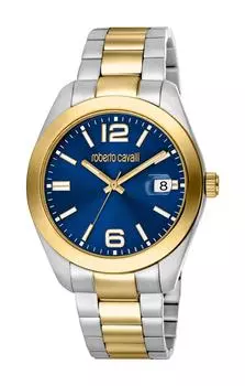 Часы с текстурированным циферблатом и ремешком из нержавеющей стали RC5G011M0065 Roberto Cavalli, серебро