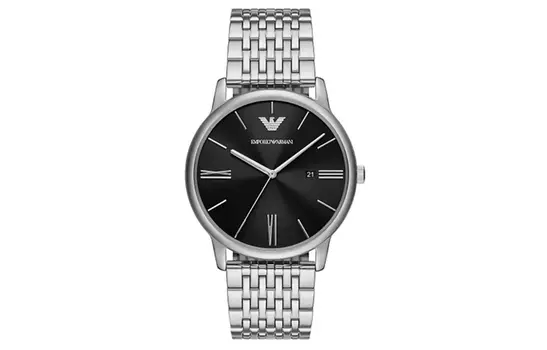 Часы с тремя стрелками и датой из нержавеющей стали EMPORIO ARMANI