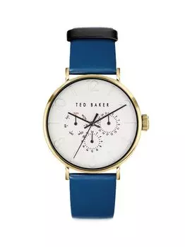 Часы с золотистым ремешком из нержавеющей стали и кожи Ted Baker, синий