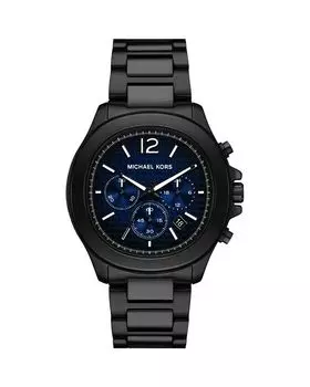 Часы Sage Chronograph из черной нержавеющей стали, 42 мм Michael Kors, синий