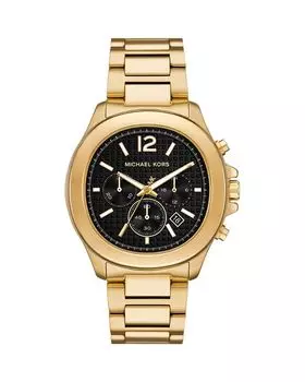 Часы Sage Chronograph из нержавеющей стали золотистого оттенка, 42 мм Michael Kors, черный