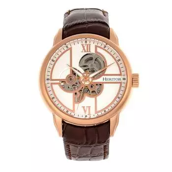 Часы Sanford Semi-Skeleton с кожаным ремешком Heritor Automatic, розовый