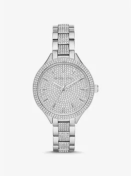 Часы серебристого тона с паве Michael Kors, серебряный