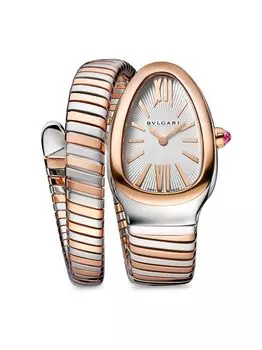 Часы Serpenti Tubogas из нержавеющей стали и розового золота 18 карат с одной спиралью BVLGARI