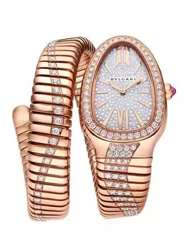 Часы Serpenti Tubogas с розовым золотом 18 карат и бриллиантами 4,25 TCW/35 мм BVLGARI, золотой