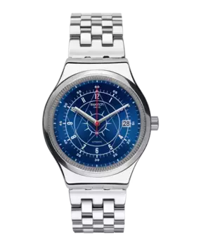 Часы Sistem Boreal Again с серым ремешком из нержавеющей стали Swatch, серый