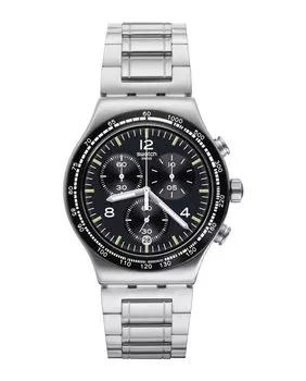 Часы «Снова ночной полет» с серым ремешком из нержавеющей стали Swatch, серый