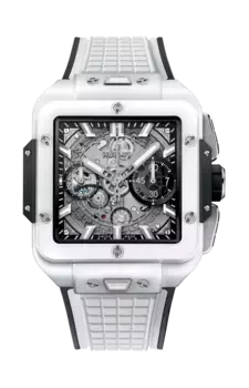 Часы square bang unico white ceramic 42 мм Hublot