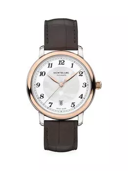 Часы Star Legacy из нержавеющей стали и ремешка из кожи аллигатора с автоматическим указателем даты Montblanc, роза