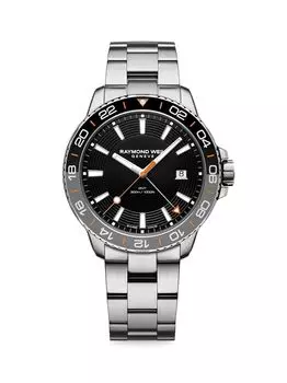 Часы Tango с черным браслетом из нержавеющей стали Raymond Weil, серебряный