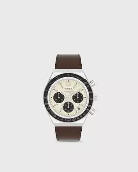 Часы Timex Q Timex Chronograph, цвет cream dial/brown strap