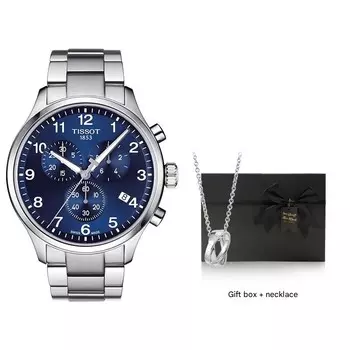 Часы Tissot Chrono XL Classic T1166171104701 + подарочная упаковка и подвеска, нержавеющая сталь/синий