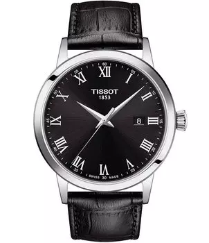Часы Tissot Classic Dream из черной кожи с тиснением, черный