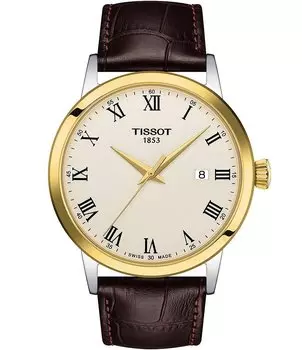 Часы Tissot Classic Dream из коровьей кожи с тиснением, коричневый