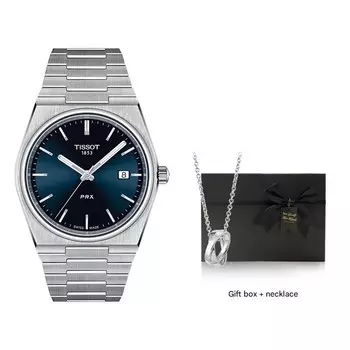 Часы Tissot PRX T-Classic T1374101104100 + подарочная упаковка и подвеска, нержавеющая сталь/синий