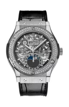 Часы titanium diamonds moon phase Hublot