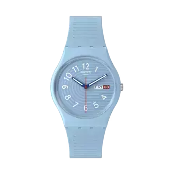 Часы Trendy Lines in the Sky синего цвета с силиконовым ремешком Swatch, синий