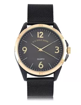 Часы U.S. Polo Assn Men's Two Tone Mesh Strap, черный