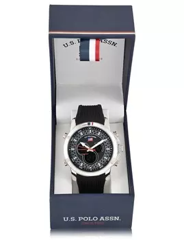 Часы U.S. Polo Assn Mens Black Strap Anadigi, черный