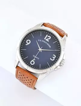 Часы U.S. Polo Assn Mens Classic Brown Strap, коричневый
