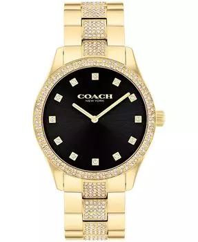 Часы унисекс Gold Brooks из нержавеющей стали с кристаллами 38 мм COACH, золото
