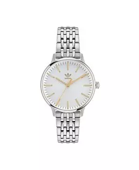 Часы-унисекс с тремя стрелками Code One, маленькие серебристые часы-браслет из нержавеющей стали, 35 мм adidas