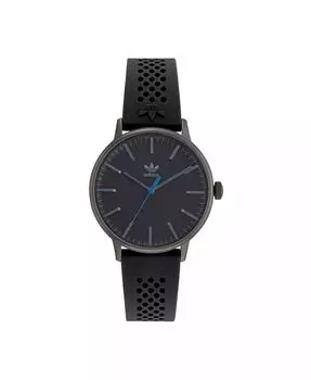 Часы унисекс с тремя стрелками Code One, черный силиконовый ремешок, 38 мм adidas, черный