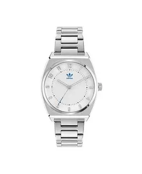 Часы-унисекс с тремя стрелками Code Two, серебристые часы-браслет из нержавеющей стали, 38 мм adidas