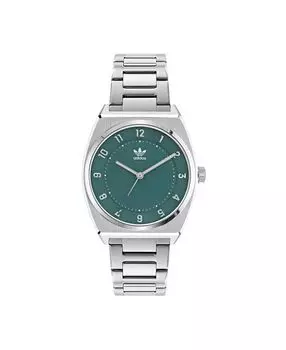 Часы-унисекс с тремя стрелками Code Two, серебристые часы-браслет из нержавеющей стали, 38 мм adidas