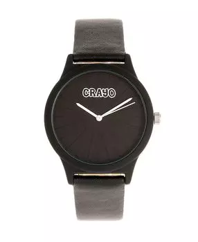 Часы унисекс Splat с черным кожаным ремешком, 38 мм Crayo