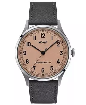 Часы унисекс Swiss Automatic Heritage 1938 с серым кожаным ремешком, 39 мм Tissot, серый